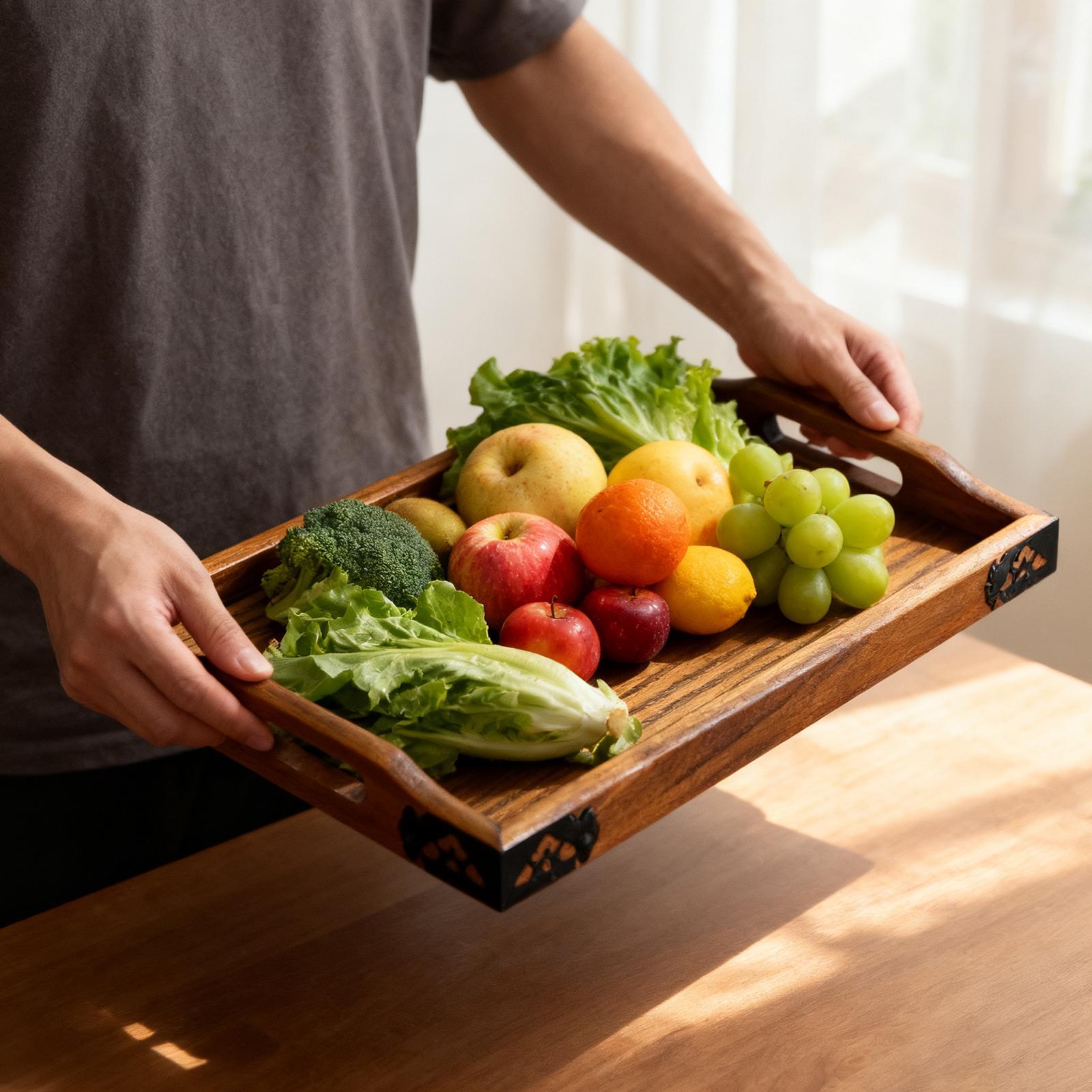 Food Platter Snacks - Plateau de service en bois avec